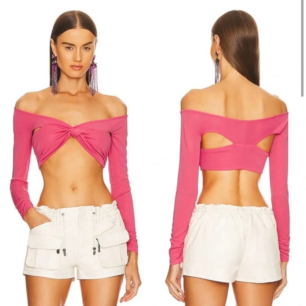 DUNDAS Pink Long Sleeve Tie Front Blouse
